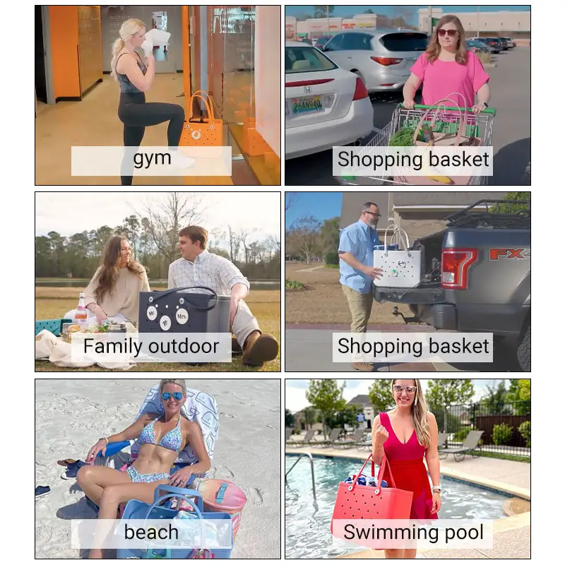 Wholesale Customized EVA Bag Durable Eco-Friendly Material Waterproof Easy-to-clean Shopping Tote Bag Bogg Bag Accessories