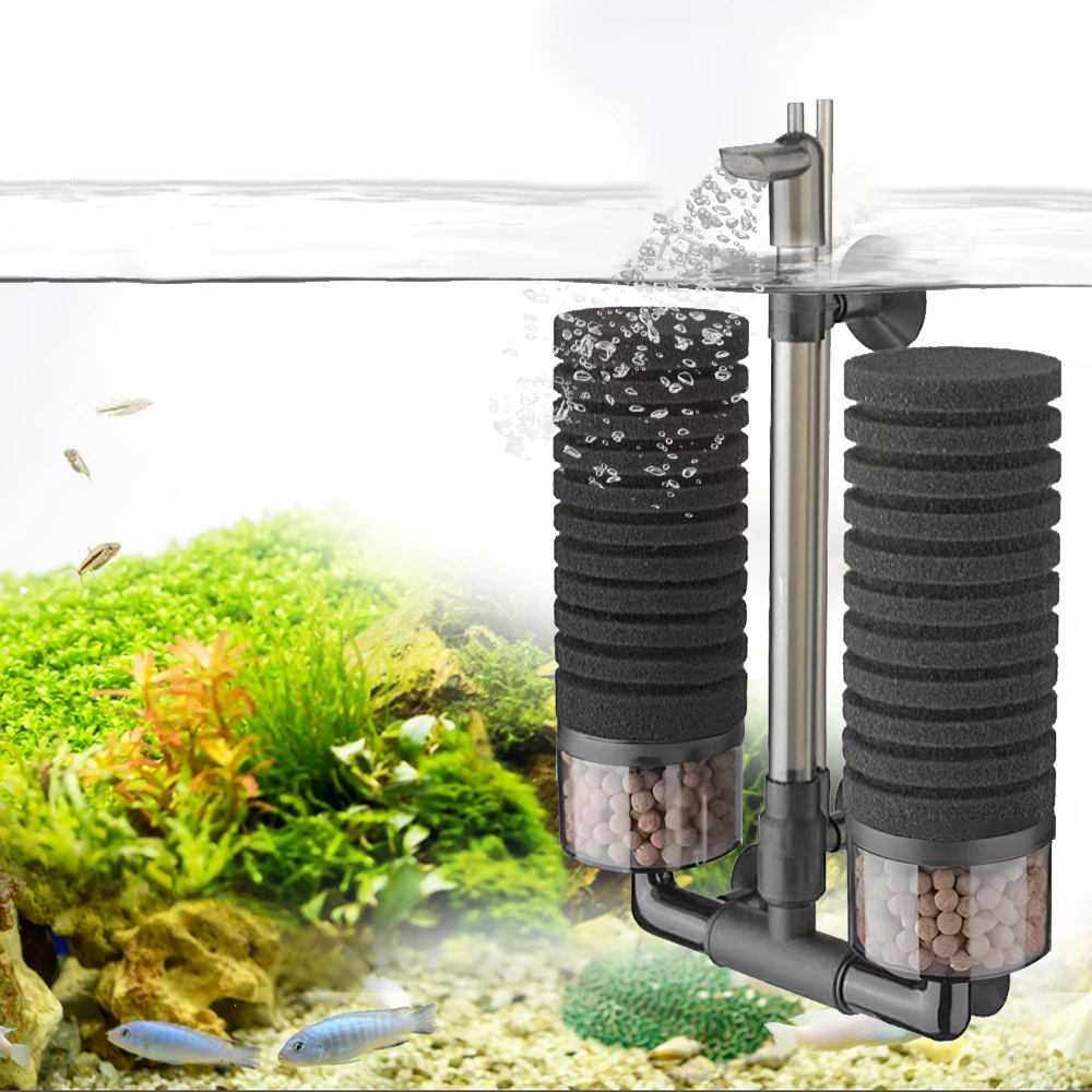 3 IN 1 Filter Fish Ultra Quiet  Bio Sponge Fish Tank Filter with Ceramic Media Balls and Water Filter Sponges For Aquarium
