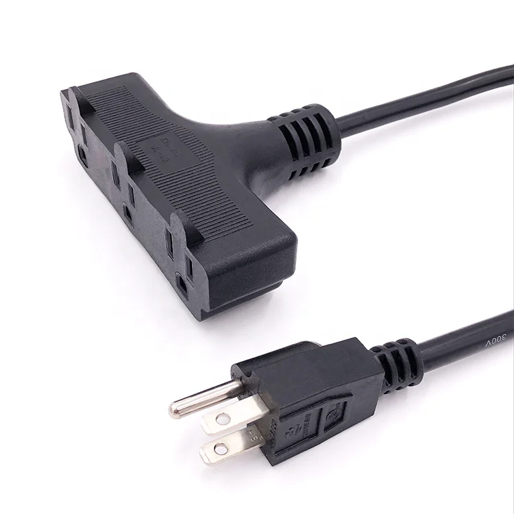 100 ft ul 14 gauge 3 outlet extension cord with nema 5-15p plug