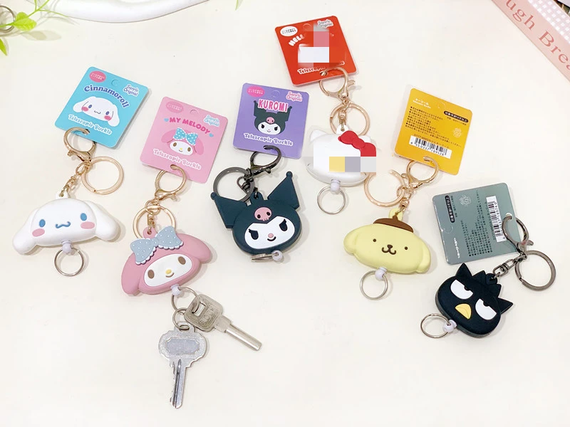 DHF854 Wholesale Lovely cartoon sanrioed key chain silicone three-dimensional Kuromi retractable key ring stretchable key chain