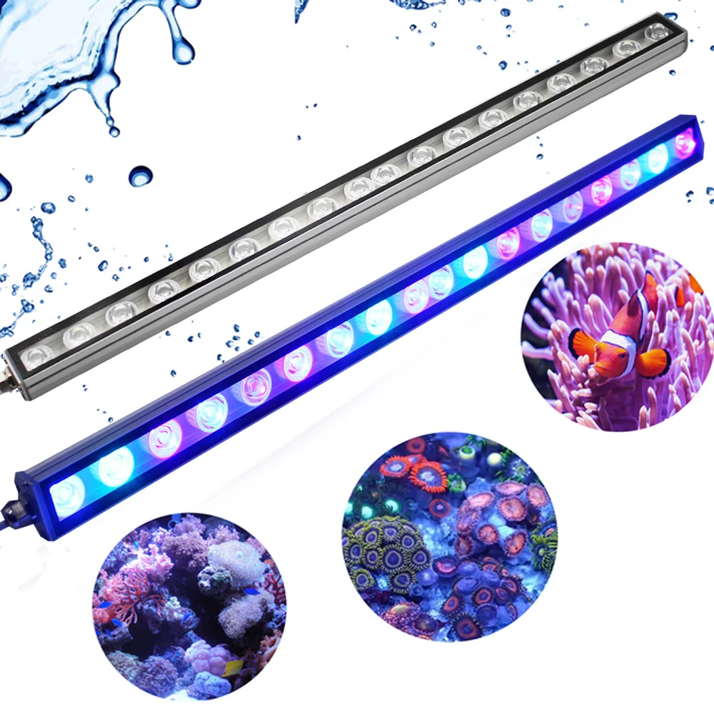 18x3W 27x3W Timer Dimmer Aquarium Light Bar IP65 Blue Plus Light Reef Day With Hanging Kits