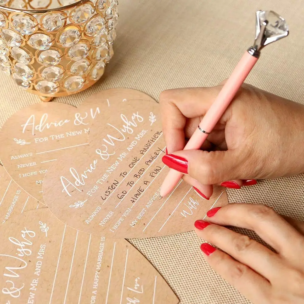 Hot heart with handwritten wedding Eco-friendly kraft paper Advice And Wishes Card