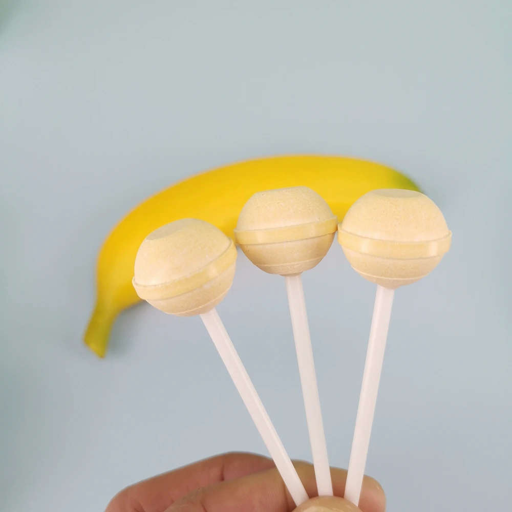 Banana flavor lollipops swirls lollipop mix mixed fruit flavor round lollipops