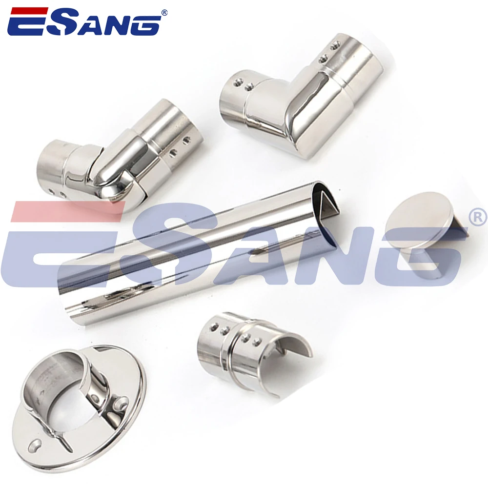 ESANG 90 Degree Fixed Elbow Railing Handrail Fitting 304 316 Stainless Steel Handrail Slott Tube Connect Accessories