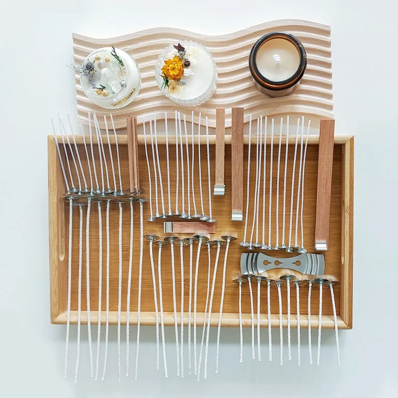 Smokeless Wooden Wicks with Booster Crackling Wood Wick with Metal Clips for Candle Making and DIY Candle Craft