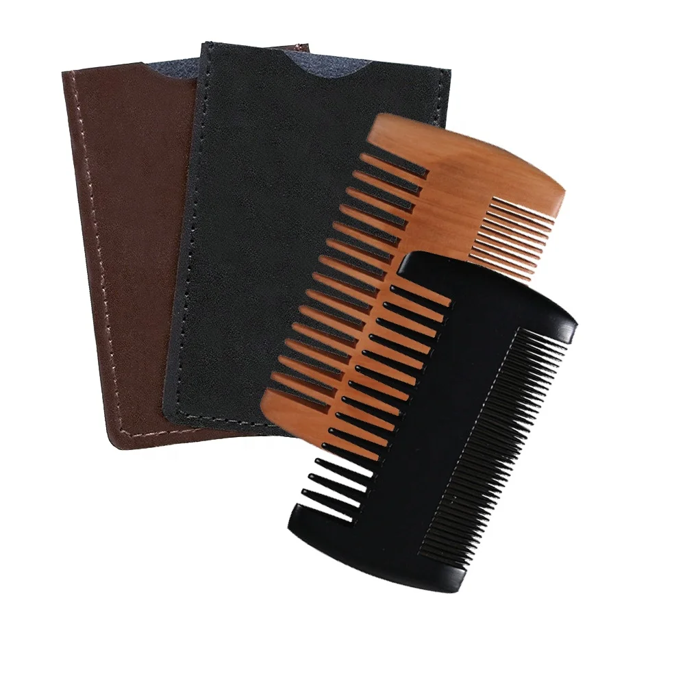 Dual Action Fine & Coarse Teeth Wooden Beard Comb Pocket Comb Brush for Beards & Mustaches