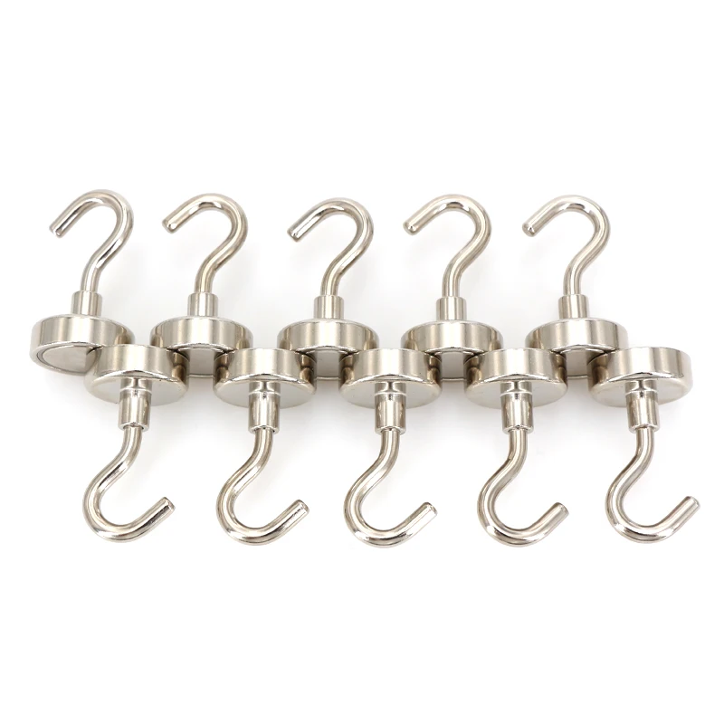 Durability high quality round base Neodymium Magnet open Hook Magnetic Hook Magnet