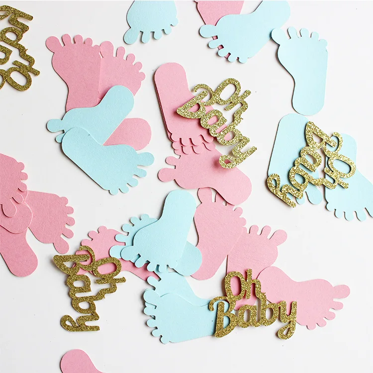 New Arrival Confetti DIY Foot Shape Baby Shower Gender Reveal Party Confetti Boy Girl Throw Confetti Desktop Decoration