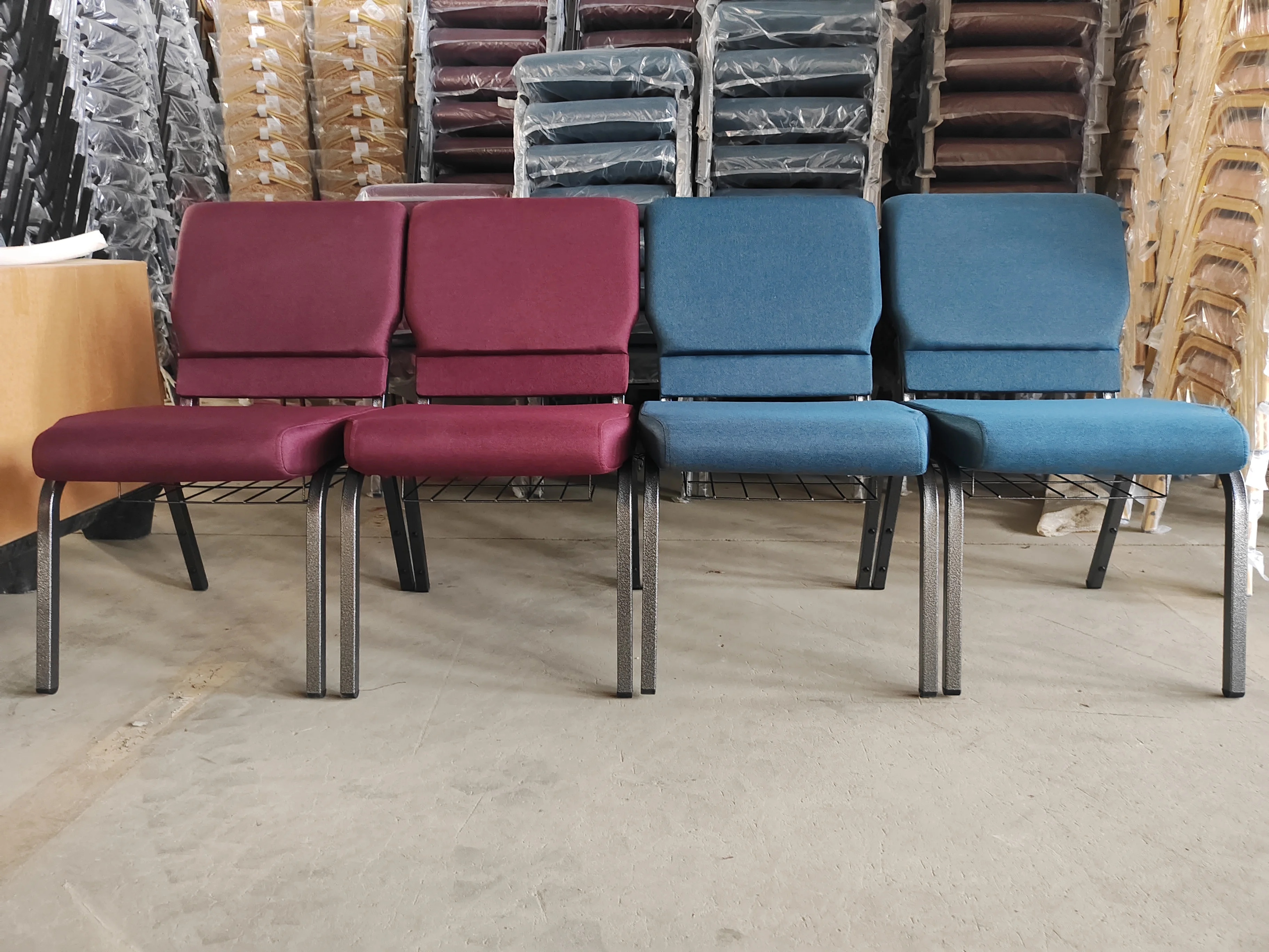 Wholesale Stackable Metal Theater Chair Conference Padded Interlocking Church Chairs for Auditorium