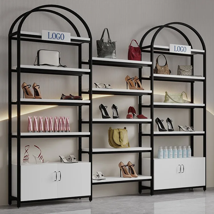 Wholesales price Metal Cosmetics display shelf Bags Shoe display Cabinet Beauty salon multi-layer storage shelving