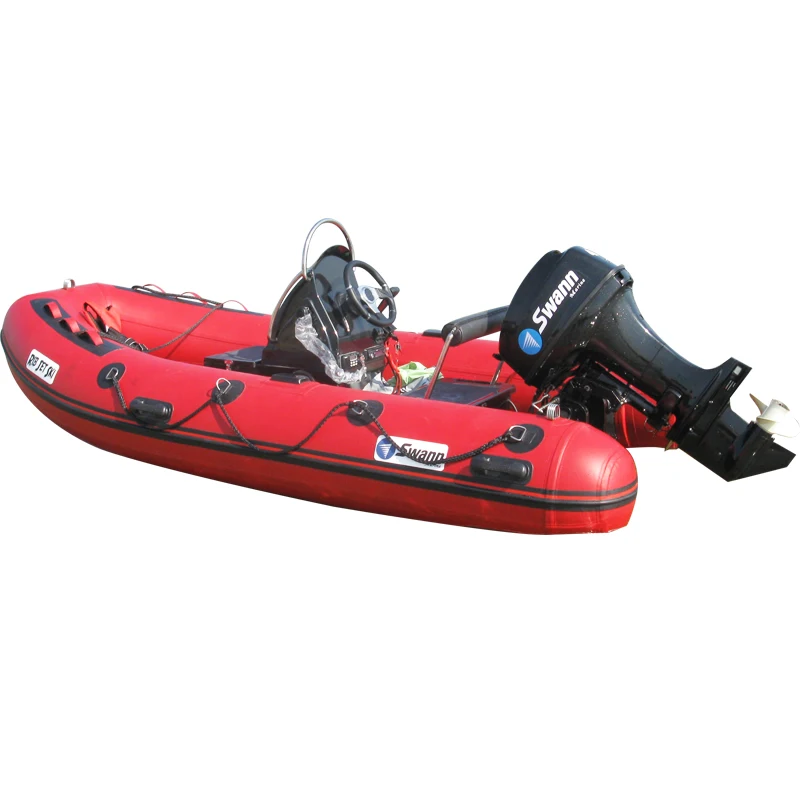 3.8M pvc hypalon Material fiberglass aluminum bottom inflatable rib boat with console motor speed fishing rescue boat