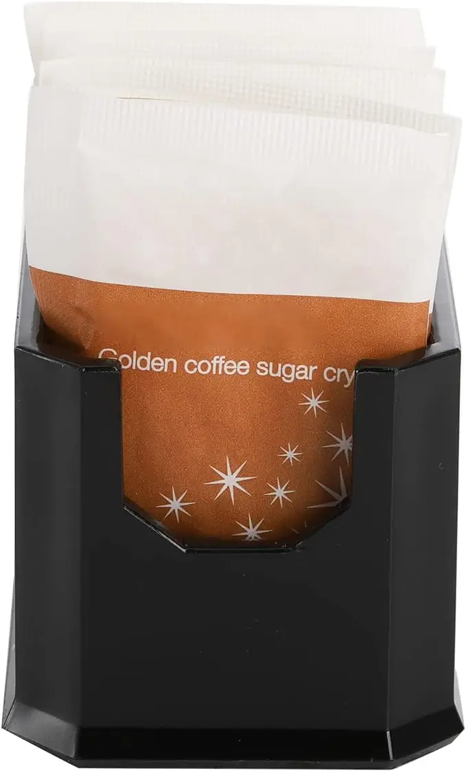 Black Plastic Sugar Packet Holder Set Coffee Bar Table Tabletop Sugar Candy Restaurant Hotel Sweetener Packets Storage