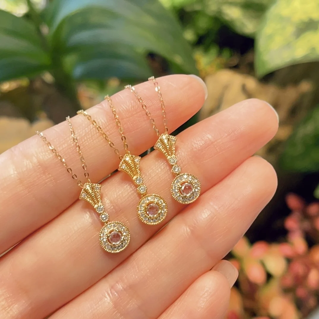 18K 14K True Gold Chain Necklace Fashionable Luxury Female Bride Accessories Laboratory Growing Diamond Necklace