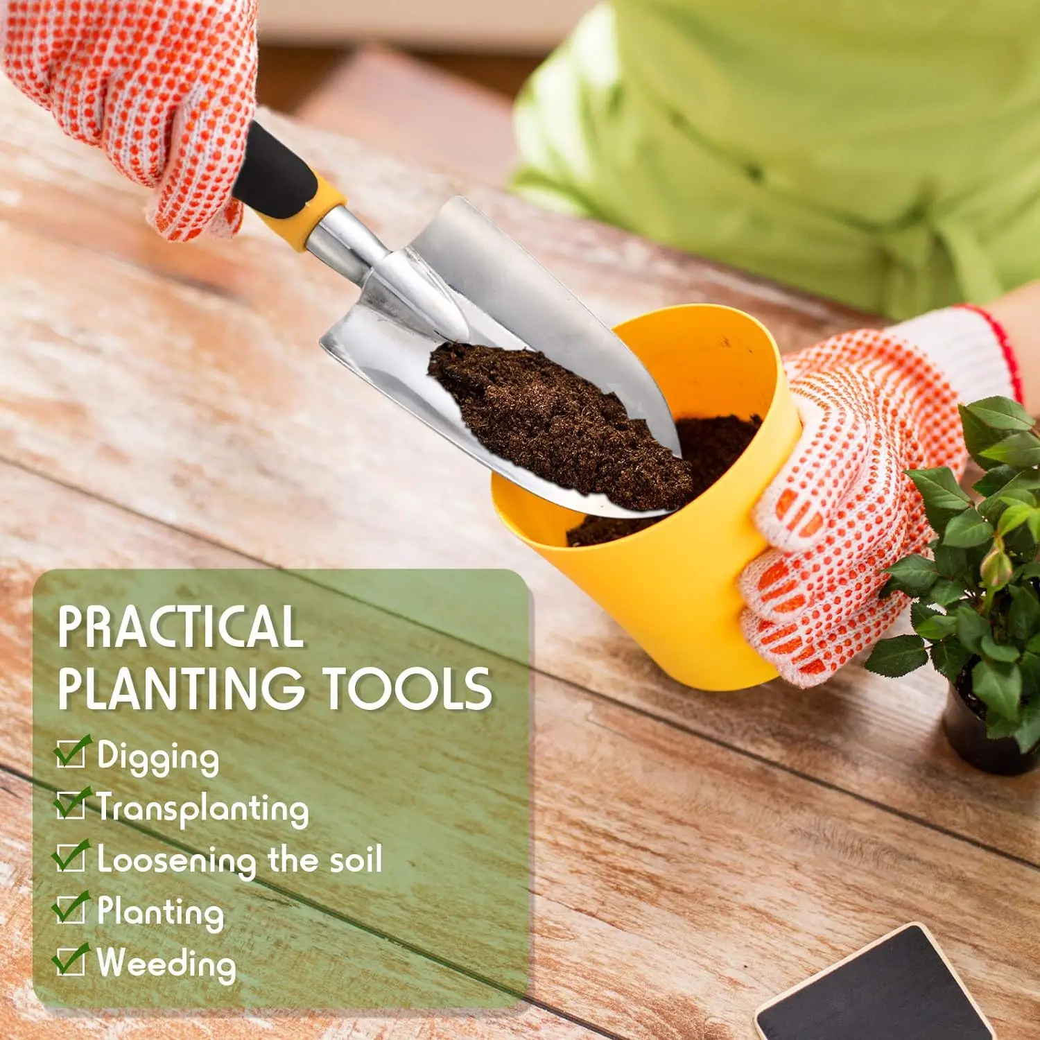 Aluminum Alloy Garden Trowel with Soft Rubberized Non-Slip Handle Soil Scoop Potting Shovel for Planting and Digging