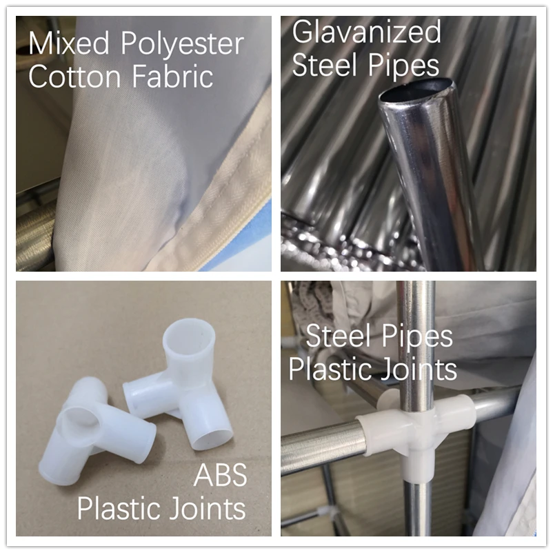 130Cm-Wide Canvas Bedroom Closet Double Sliding Door Portable Wardrobe Fabric DIY Storage Organizer Metal Pipe Clothes Cabinet