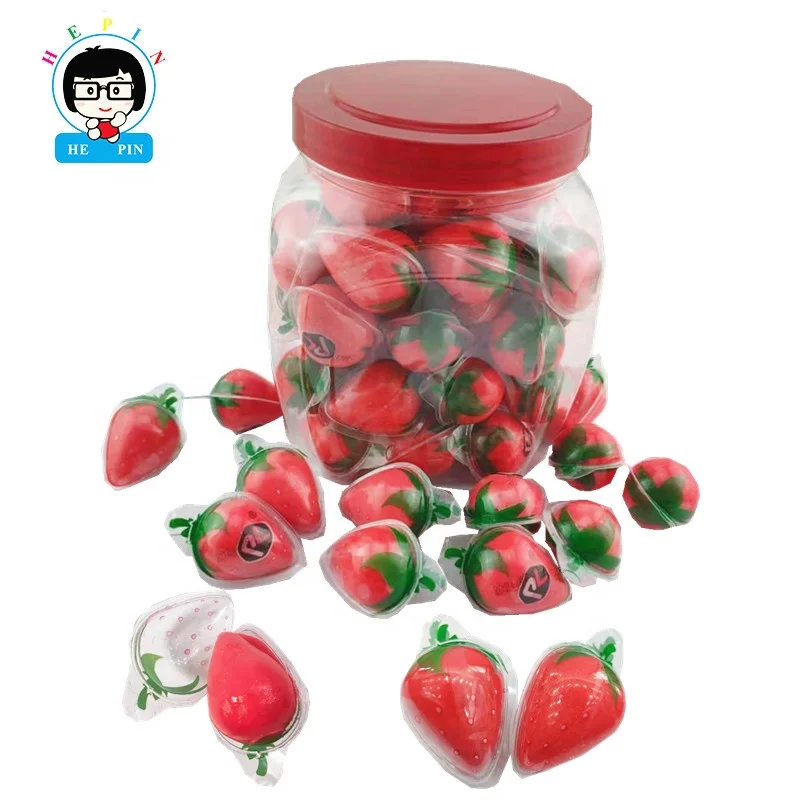 Strawberry Shape Gummy Candies Strawberry Flavor Gummy Jelly Filled Fruit Jam