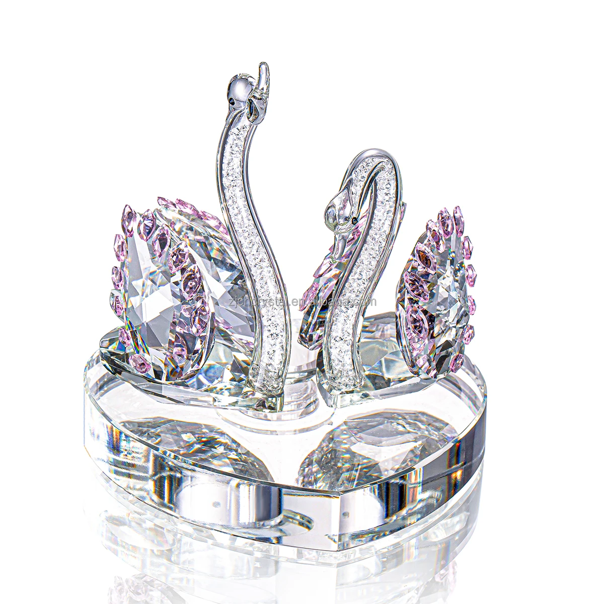 Pujiang factory Exquisite design clear crystal swan pair crystal animal souvenirs glass sculpture for wedding souvenir gifts