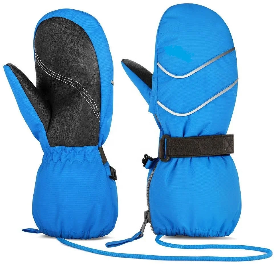 Kids Ski Mittens Waterproof Winter Snow Thinsulate Mittens with String for Boys Girls