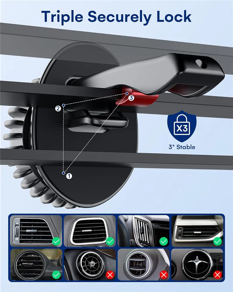 Super Strong Magnets Air Vent Cell Phone Holder Clip Magnetic Car Mount for iPhone 15 Pro Max Plus All Phones