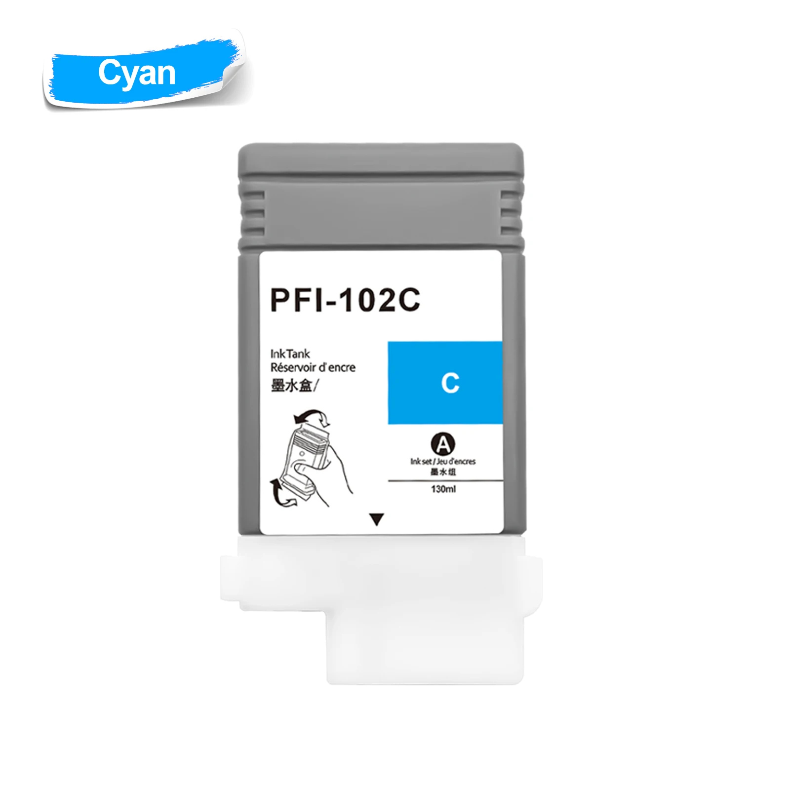 Can 5colors compatible cartridge PFI-102 with 130 ml ink for Can ImagePROGRAF 500/510 600/605/610 700/710/720/750/755