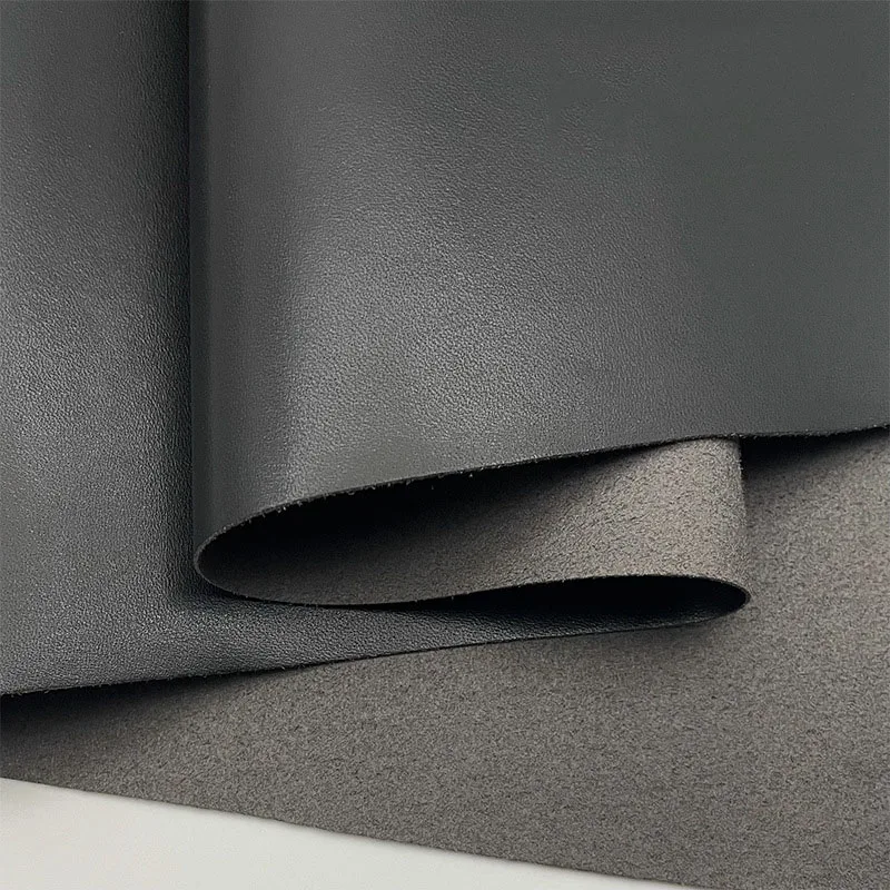 Waterproof Black 0.7 mm Embossed Nappa Faux Synthetic PU Material Microfiber Leather for Shoes Bags with Micro Fiber Back