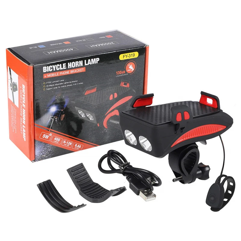 New 4 in 1 mobile stand for bike with battery pack headlight horn