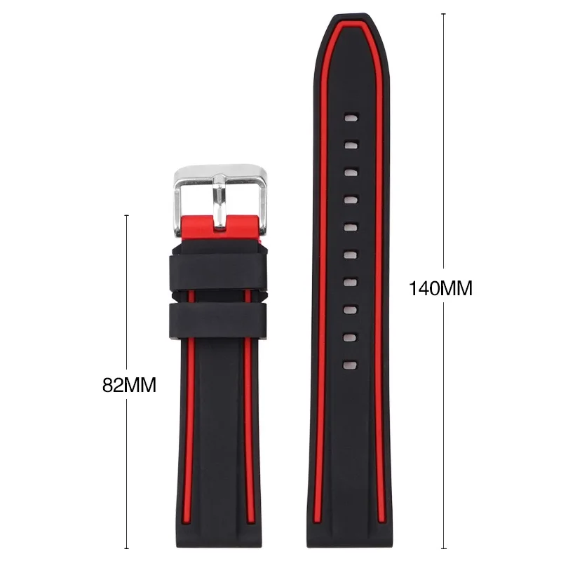 Wholesale Classics Sport Fashion Silicon Watch Belt Band 20mm 22mm 24mm 26mm Double color Silicone Watch Strap