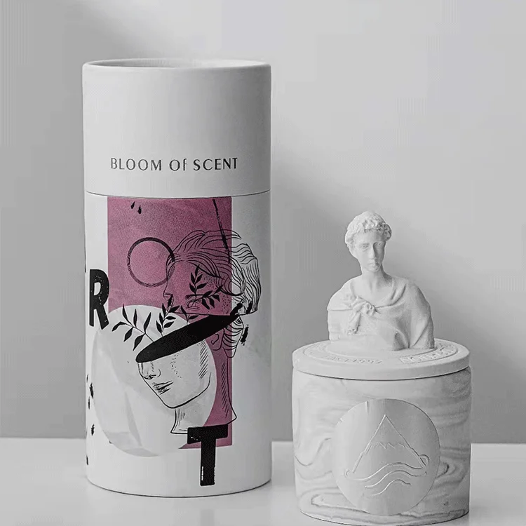 2024 AROMA Custom  Decorative Candles Fragrance Greek Sculpture David Statue Vessels Candles Scented Ceramic Candle Jar With Lid