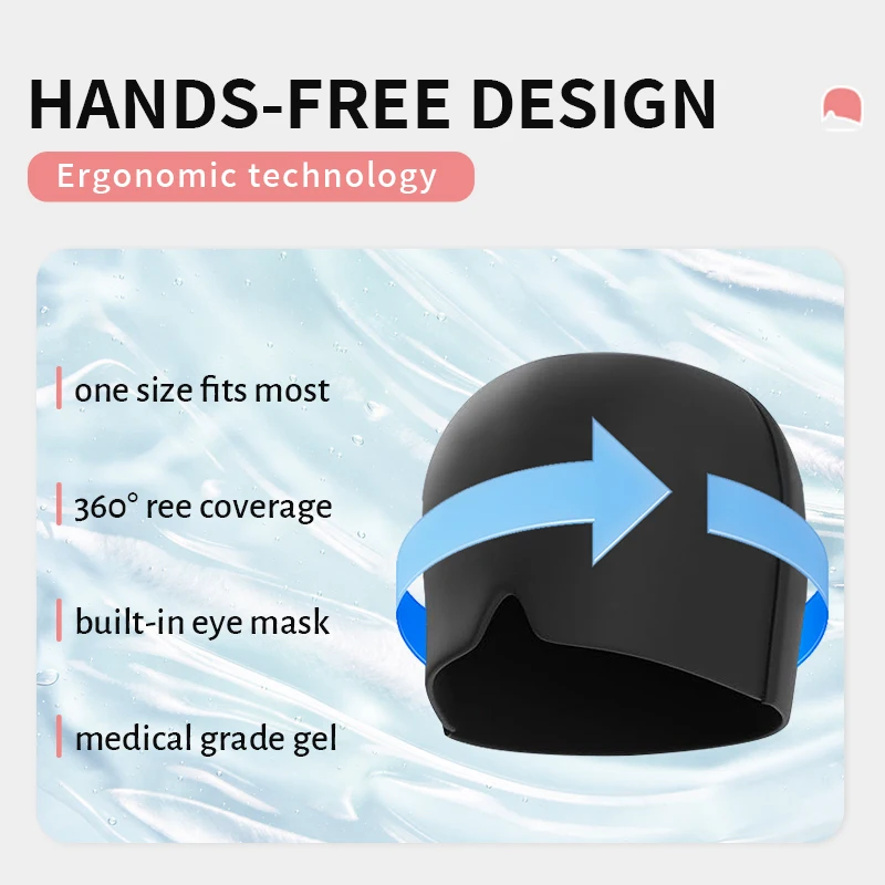 360 Degree Coverage Instant Migraine Relief 280g Single Layer Hot Cold Therapy Headache Relief Gel Cap for Migraine