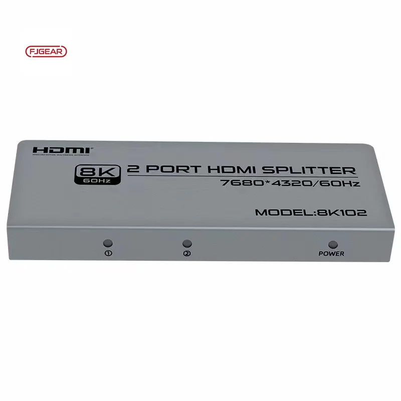 8K102 Fjgear Plug-And-Play Ultra Hd Video Splitter 7680*4320/60Hz 1 In 2 Out Hdmi 2.1 8K Splitter