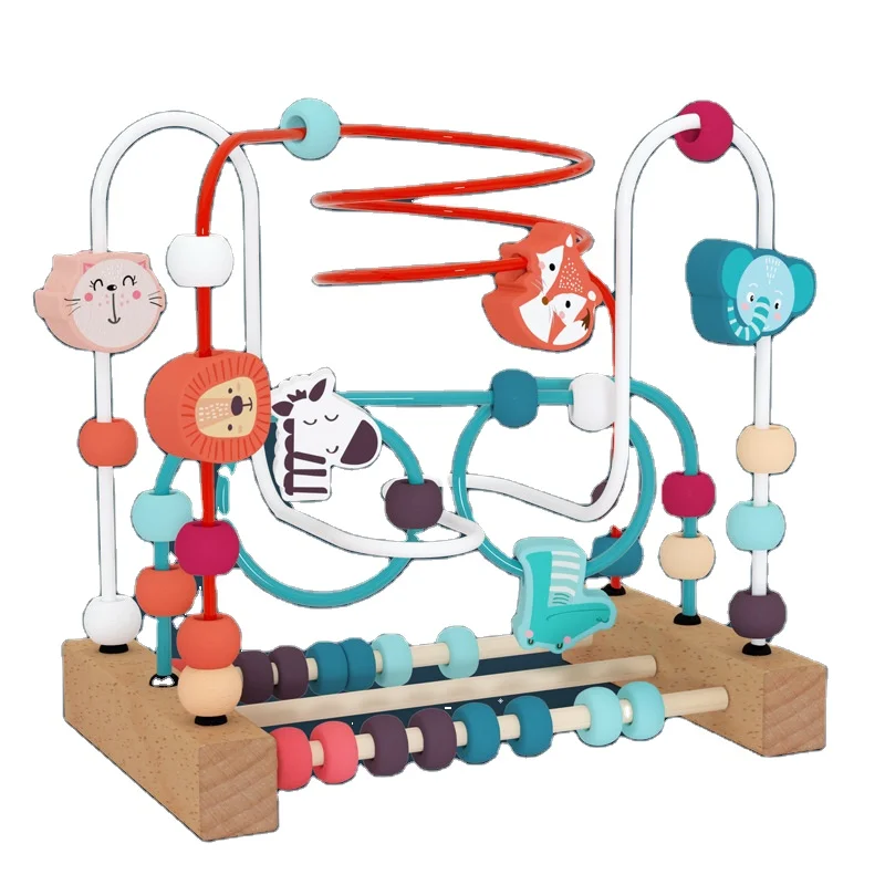Wholesale Wooden Forest Animals Bead Maze Toys For Toddlers