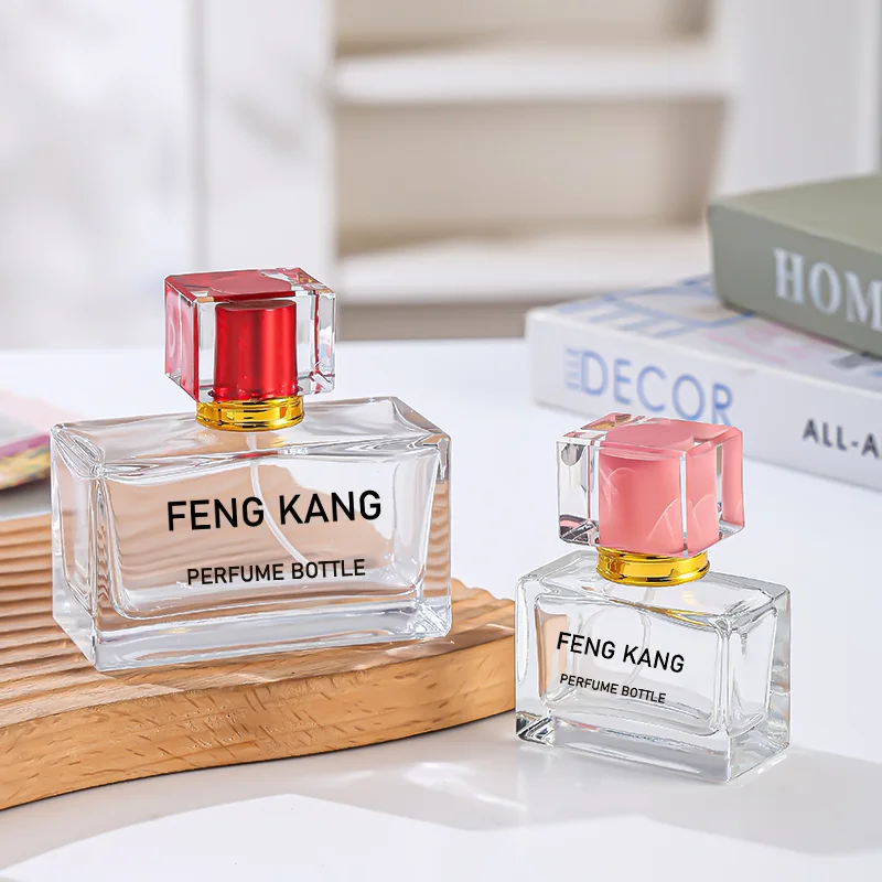 Wholesale 30ml 50ml Clear Square Fragrance Spray Bottle Custom Refillable Luxury Empty Glass Perfume Bottle