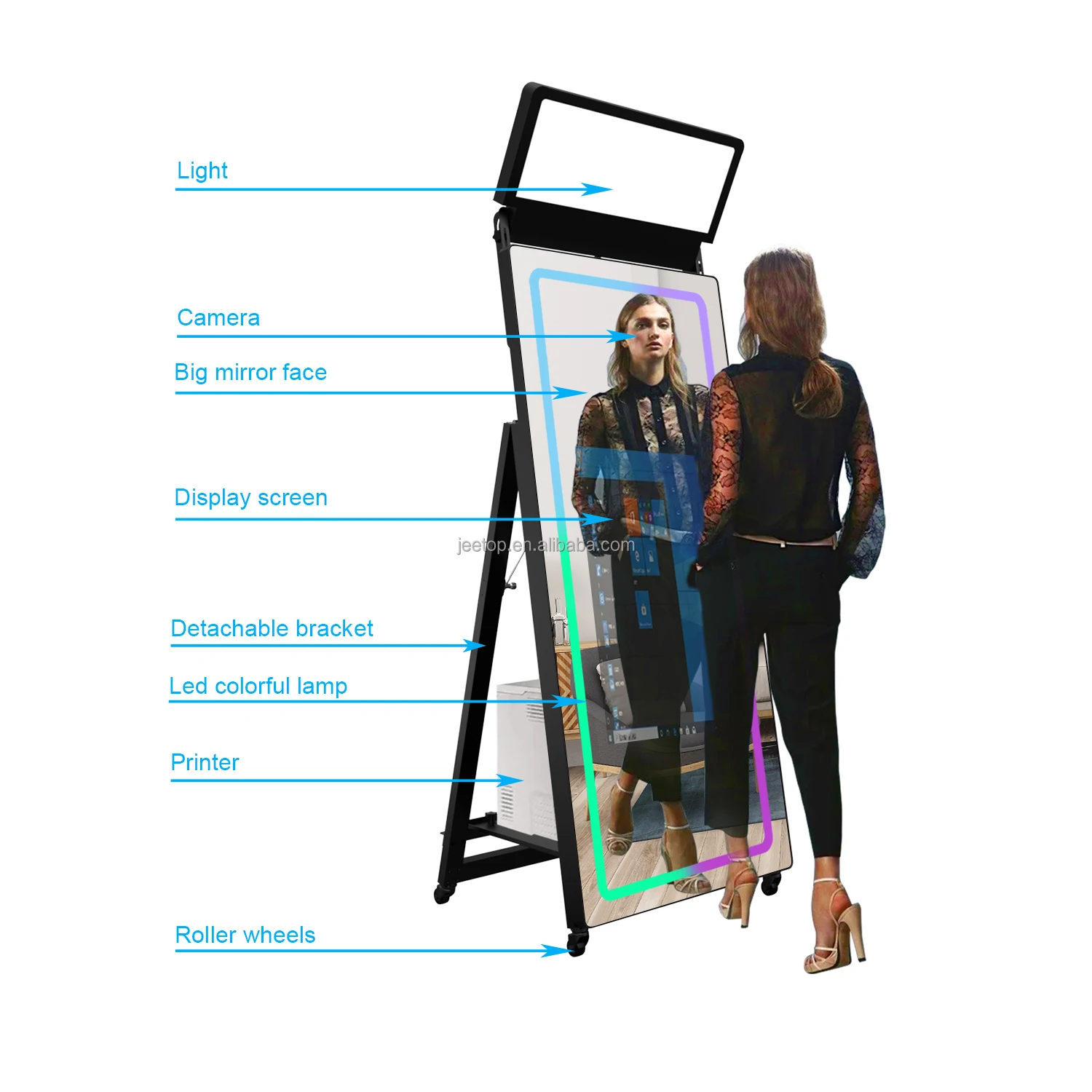 Portable Cheap Selfie 65Inch Best Touch Screen Magic Wedding Mirror Photo Booth Machine With Camera And Printer Mirror Booth