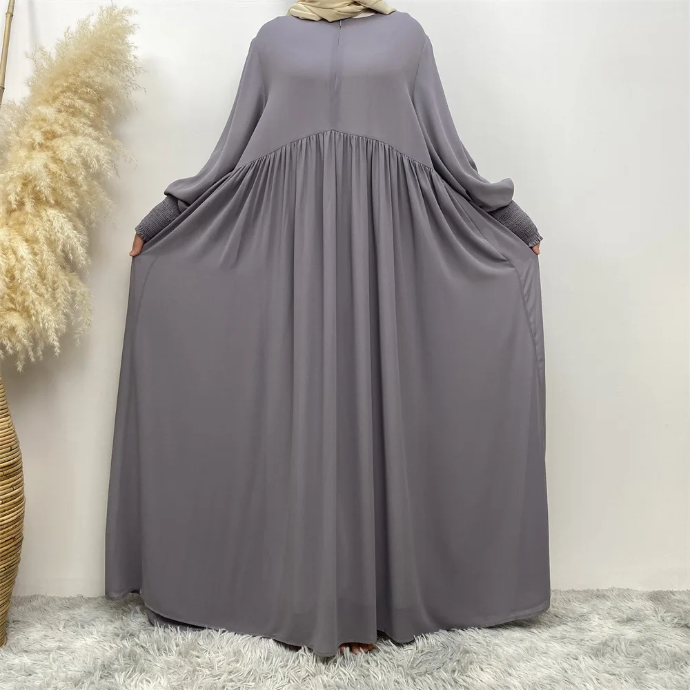 Modest Khimar Hijab Abaya Latest Muslim Dress Elegant Open Women Muslim Dress Front Side With Zipper High Quality Chiffon Dress