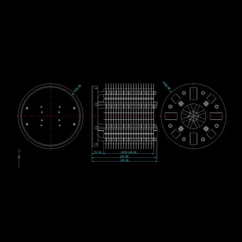 50W heat pipe radiator round LED Light Radiator  Copper aluminum radiator