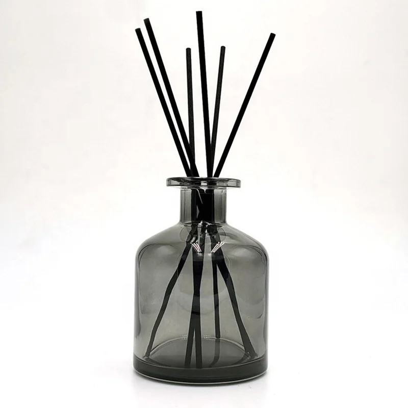 Hot Sale Decorative Glass Bottle 250ml Matte Black Empty Reed Diffuser Bottle with Rattan Sticks