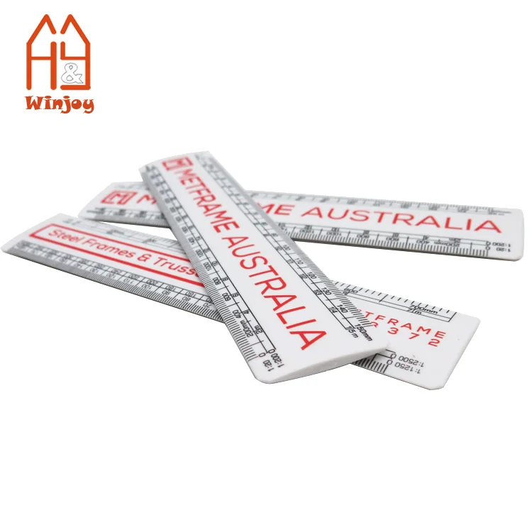 Custom 6 Inch 15 CM Plastic Flat Architectural Scale Ruler White Straight Ruler With Customized Personalized Logo Print