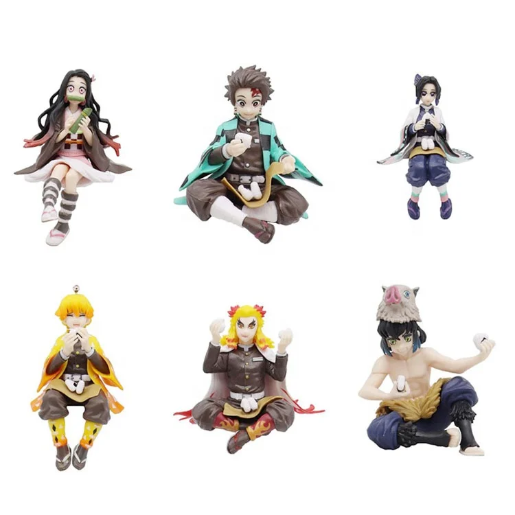 Toy 15cm PVC Action Figure Anime  Kamado Tanjirou Agatsuma Zenitsu Eat Rice Balls Demon Slayer