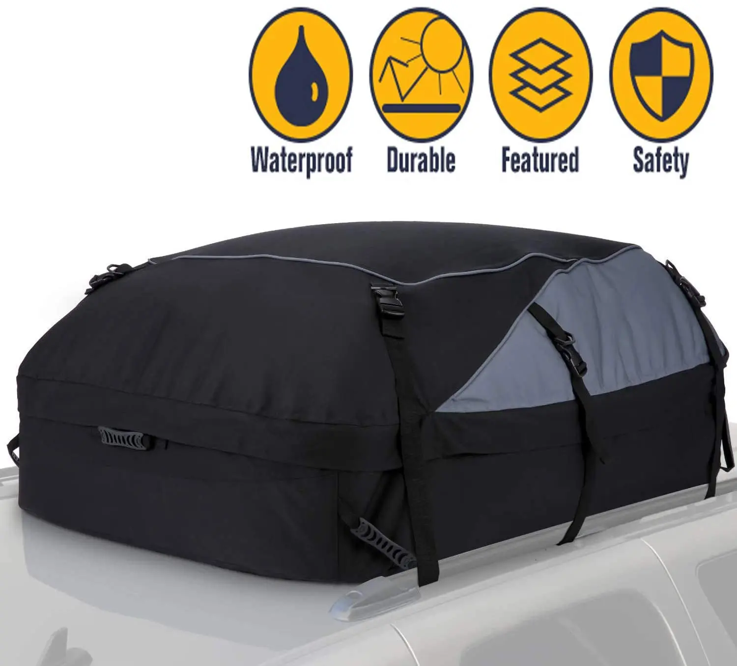 
Car Roof Bag Cargo Carrier Waterproof Rooftop Cargo Carrier Soft Box Luggage with 8 Reinforced Straps 