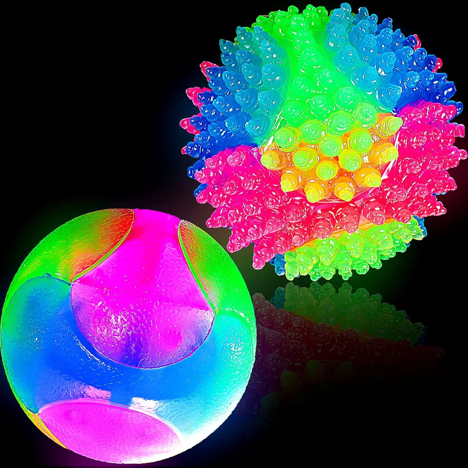 Cheap Wholesale Elastic Light-Up Funny Balls Glowing Dog Cat LED Flashing Sensory Squeaky Spike Blinking Interactive Pet Toys