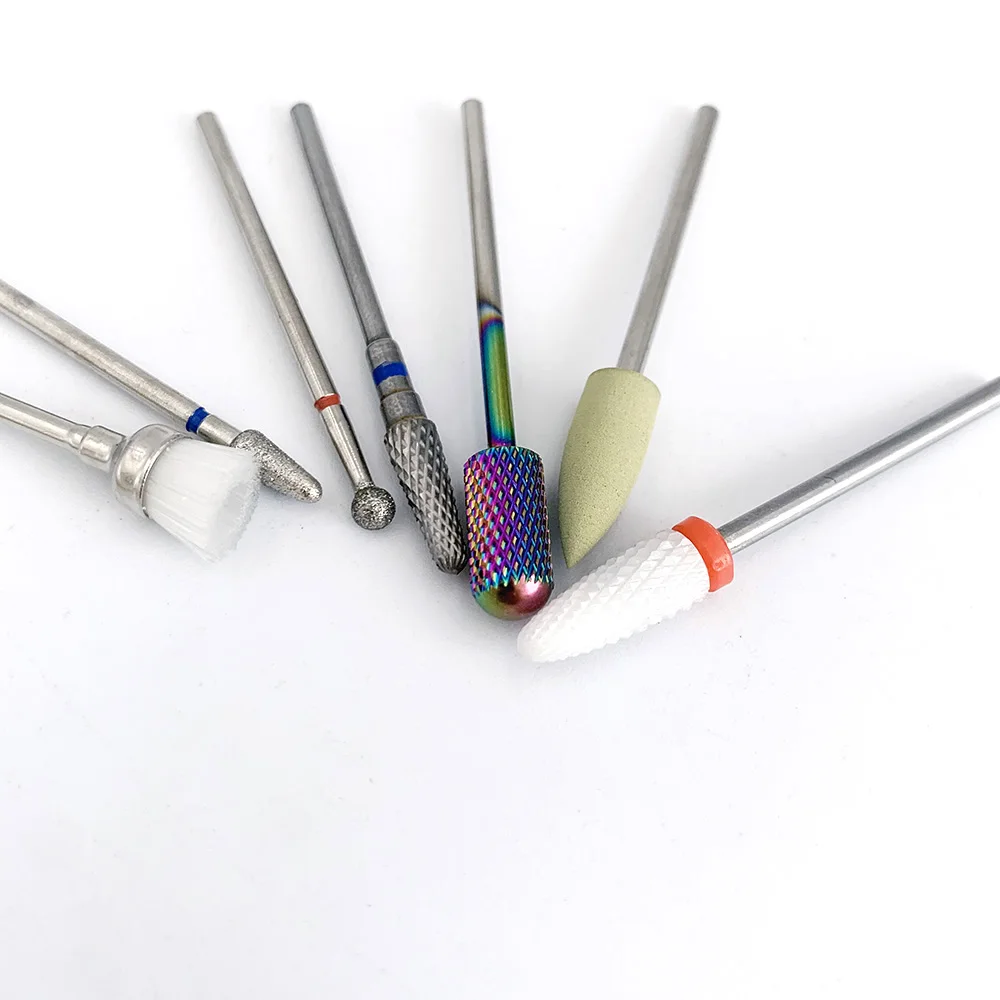 Professional safety cuticle nail drill bits diamond kit carbide nail bit set with box