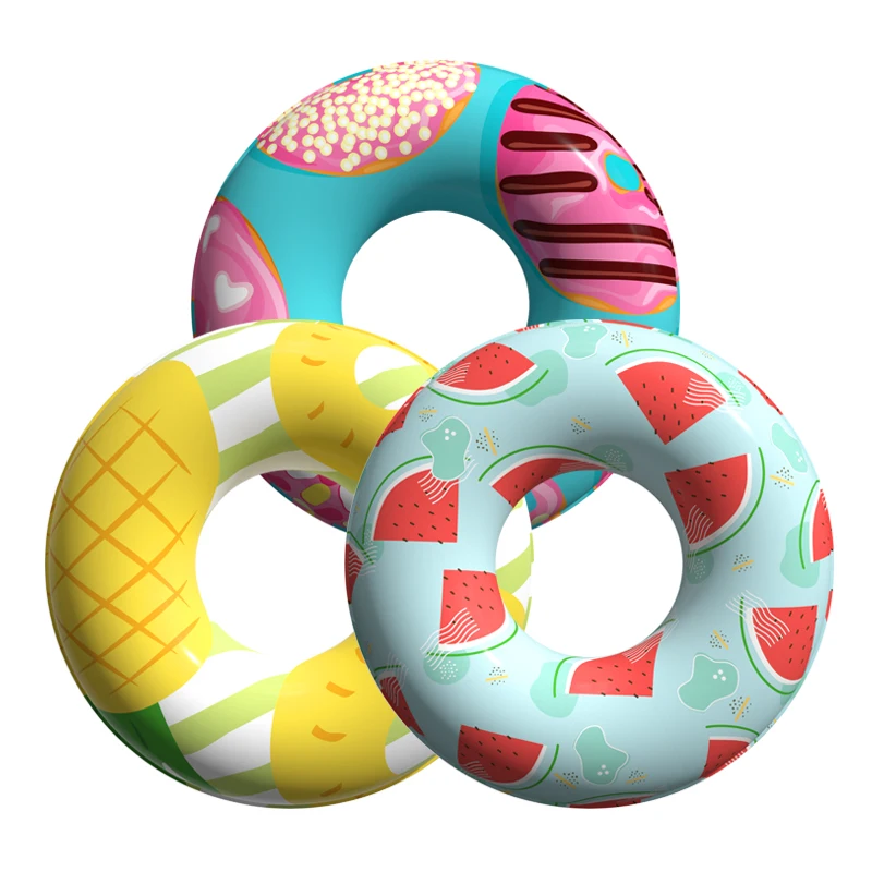 Custom Size 90cm PVC Fruit-Shaped Inflatable Swimming Ring Pool Float for Kids and Adults with Air Tube