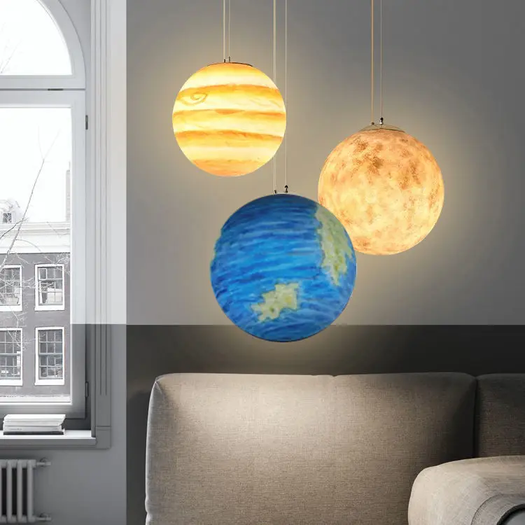 Planet Universe star lamp Earth moon chandelier Bedroom Restaurant Coffee is hall hotel art