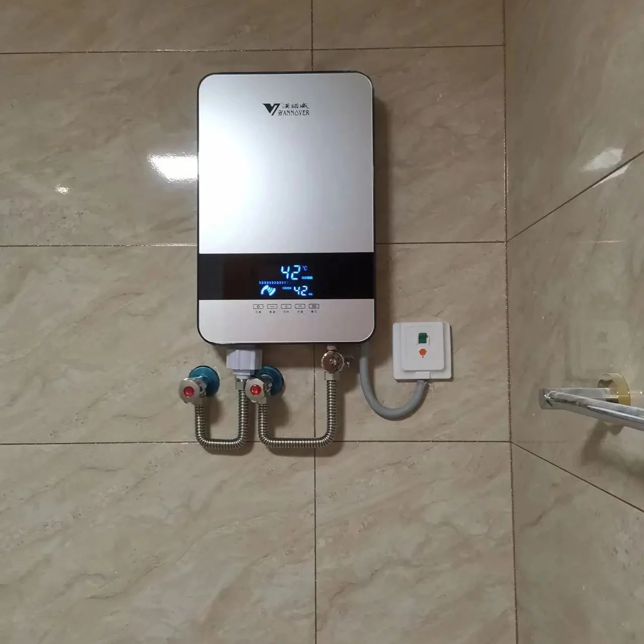 Hannover DHC  High demand  instant tankless domestic water heater electric instant  High Quality Digital Tankless Hot Water LED