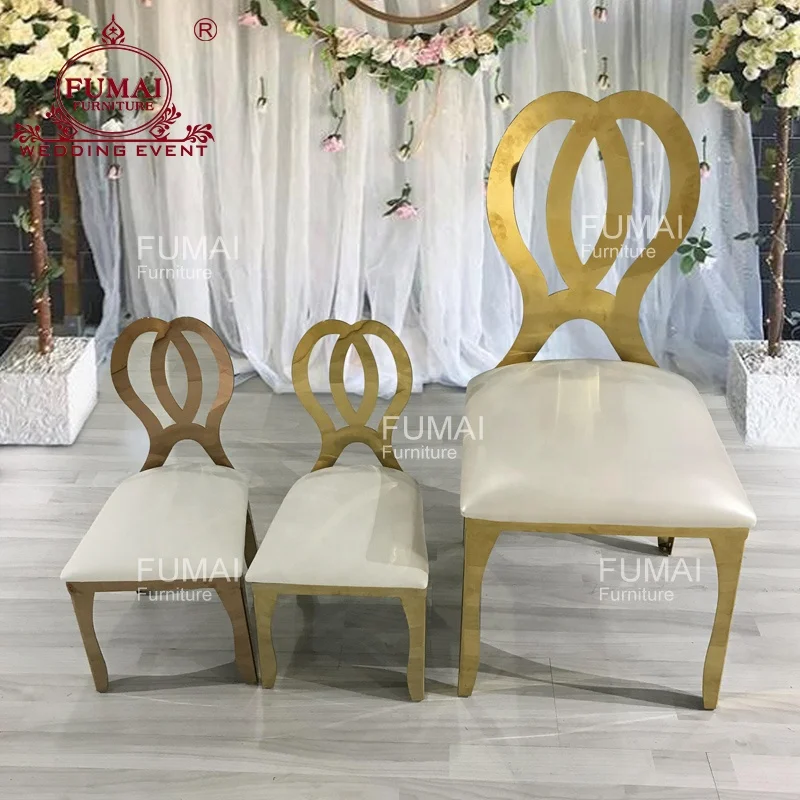 Wedding dining party flower back royal gold metal children chair for kid