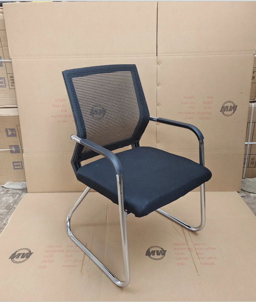 Spot Goods in Stock Wholesale Mesh Fabric Meeting Conference Office Chair Without Wheels Visitor Customer Reception
