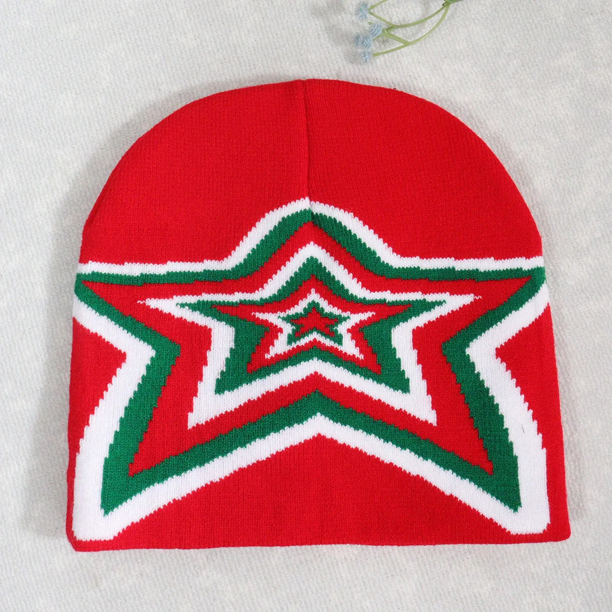 cross-border knitted hats, trendy European & American styles, men and women,  Y2K jacquard with overlapping five-pointed stars.