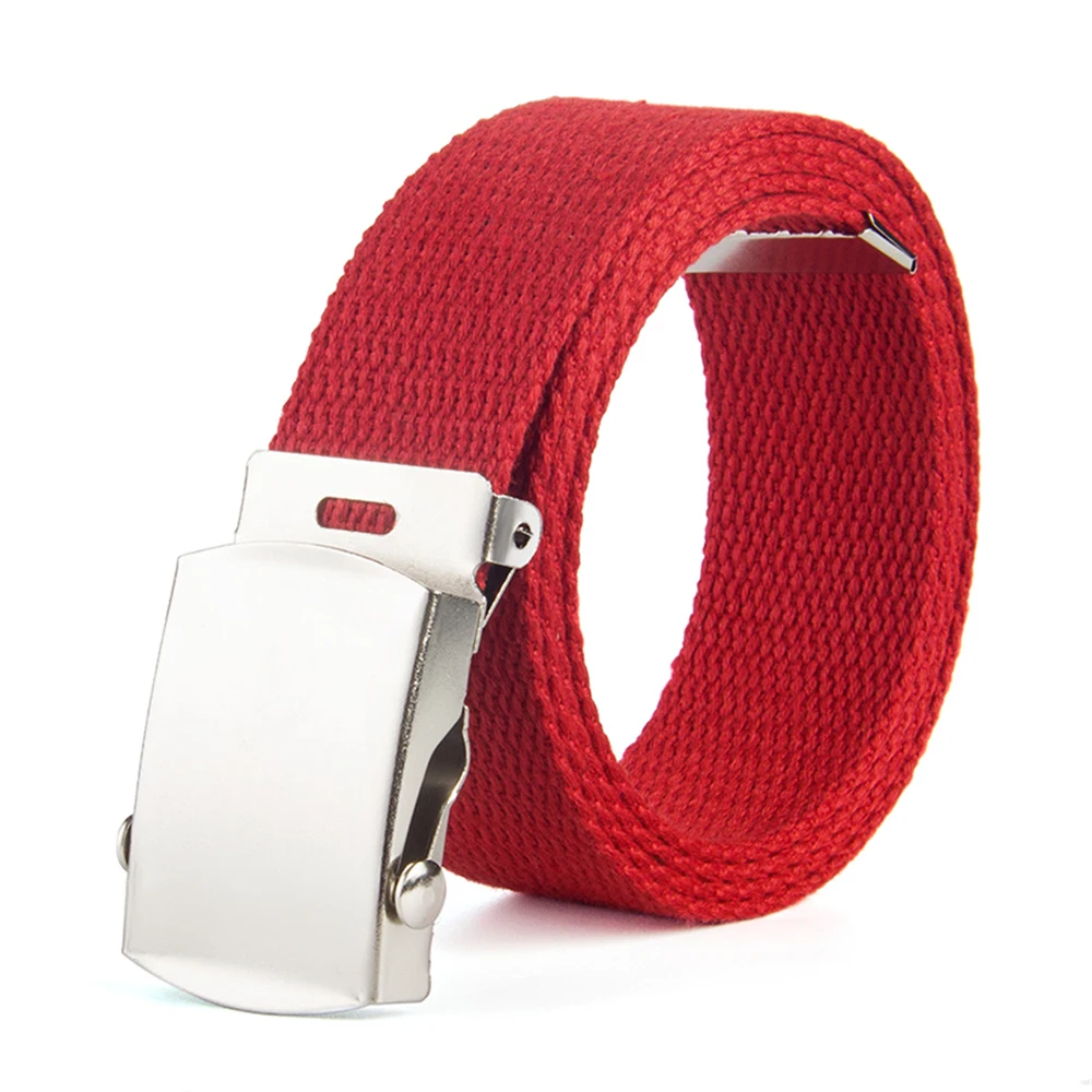 8 Colors Trend Fashion Unisex Student Belt 25mm Thickened Rolling Buckle Canvas Belt Kids Belt