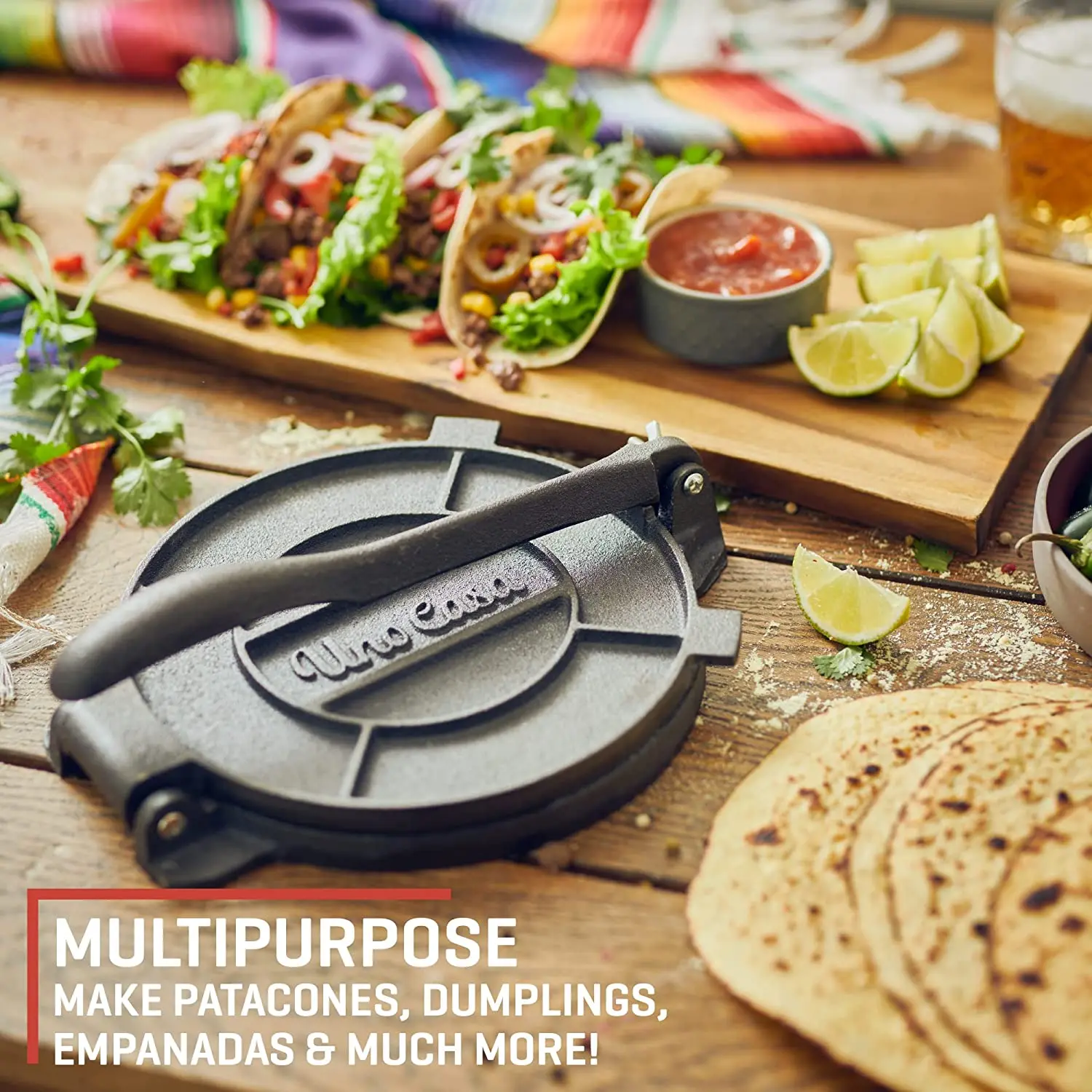 25cm mexican homemade corn pre-seasoned cast iron roti taco tortilla press 10 inch