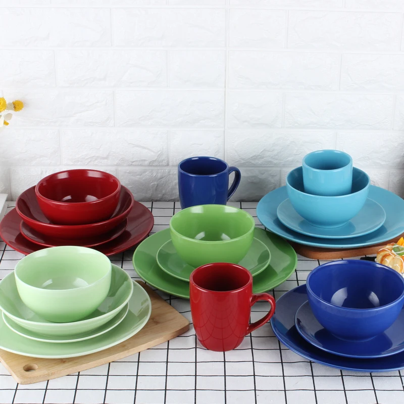 16 шт. stoneware dinnerset Новый с красным и черным глазурью дизайн керамика столовая посуда с FDA LFGB сертификации